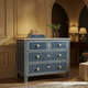 Decorative Blue Wooden Chest of Drawers with Bone Inlay | Luxury Handmade Dresser