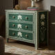 Handcrafted Green Floral Inlay Three-Drawer Chest | Luxury Handmade Dresser