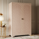 Elegant Beige Patterned Wardrobe Cabinet | Luxury Handmade Wardrobe