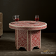 Ornate Red and White Round Coffee Table | Luxury Handmade Coffee Table