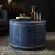 Blue and White Geometric Pattern Round Coffee Table | Luxury Handmade Coffee Table