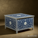 Blue Floral Inlay Wooden Coffee Table | Luxury Handmade Coffee Table