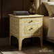 Handcrafted Floral Inlaid Wooden Nightstand | Luxury Handmade Bedside Table