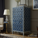 Blue Patterned Wooden Chest of Drawers | Luxury Handmade Tallboy