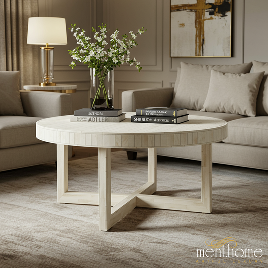 Modern Round Wooden Coffee Table | Luxury Handmade Coffee Table