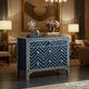 Handcrafted Blue and White Chevron Pattern Chest of Drawers | Luxury Handmade Chest of Drawer