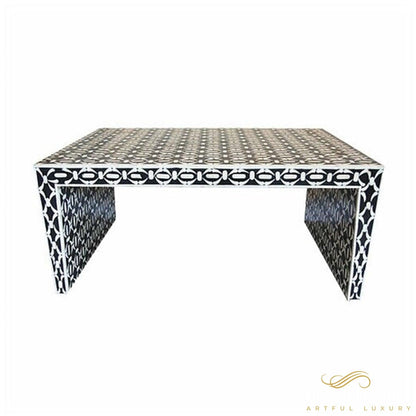 Bone Inlay Coffee table Geometric in Black and White | Luxury Handmade Coffee Table