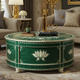Elegant Green Lotus Round Coffee Table | Luxury Handmade Coffee Table