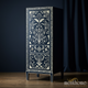 Elegant Black and White Floral Inlay Cabinet | Luxury Handmade Tallboy