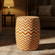 Orange and White Chevron Pattern Ceramic Drum Stool | Luxury Handmade Stool