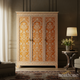 Ornate Handcrafted Wooden Wardrobe with Floral Inlay | Luxury Handmade Wardrobe