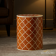 Moroccan Style Wooden Side Table with White Inlay Pattern | Luxury Handmade Stool