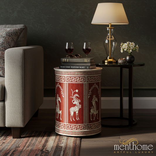 Classical Greek Style Drum Table | Luxury Handmade Side Table