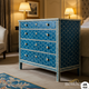 Blue Geometric Patterned Chest of Drawers | Luxury Handmade Dresser
