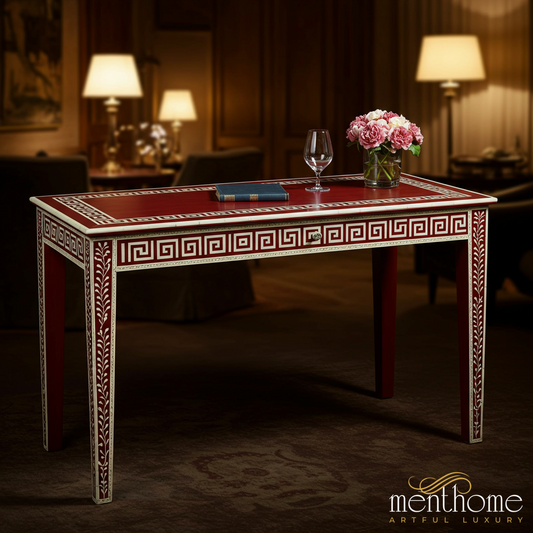 Vintage Red and Ivory Decorative Writing Desk