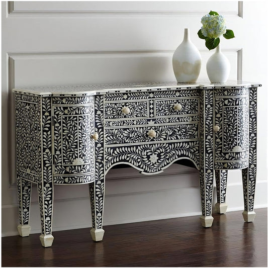 Indian Handmade Bone inlay 3 drawer 2 Dome Shape Door Study desk