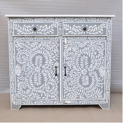 Floral Design Entryway Cabinet Grey Color