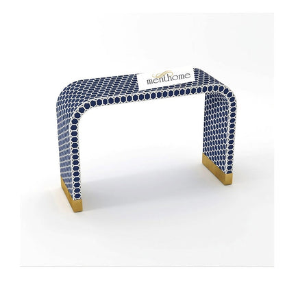 Honeycomb Pattern Console Table Bone Inlay