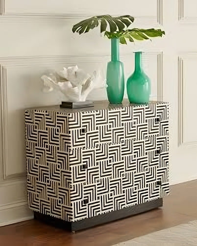 Bone Inlay Wooden Modern Pattern Endtable, Sideboard, Drum, Bedside, Round Nightstand, Stool