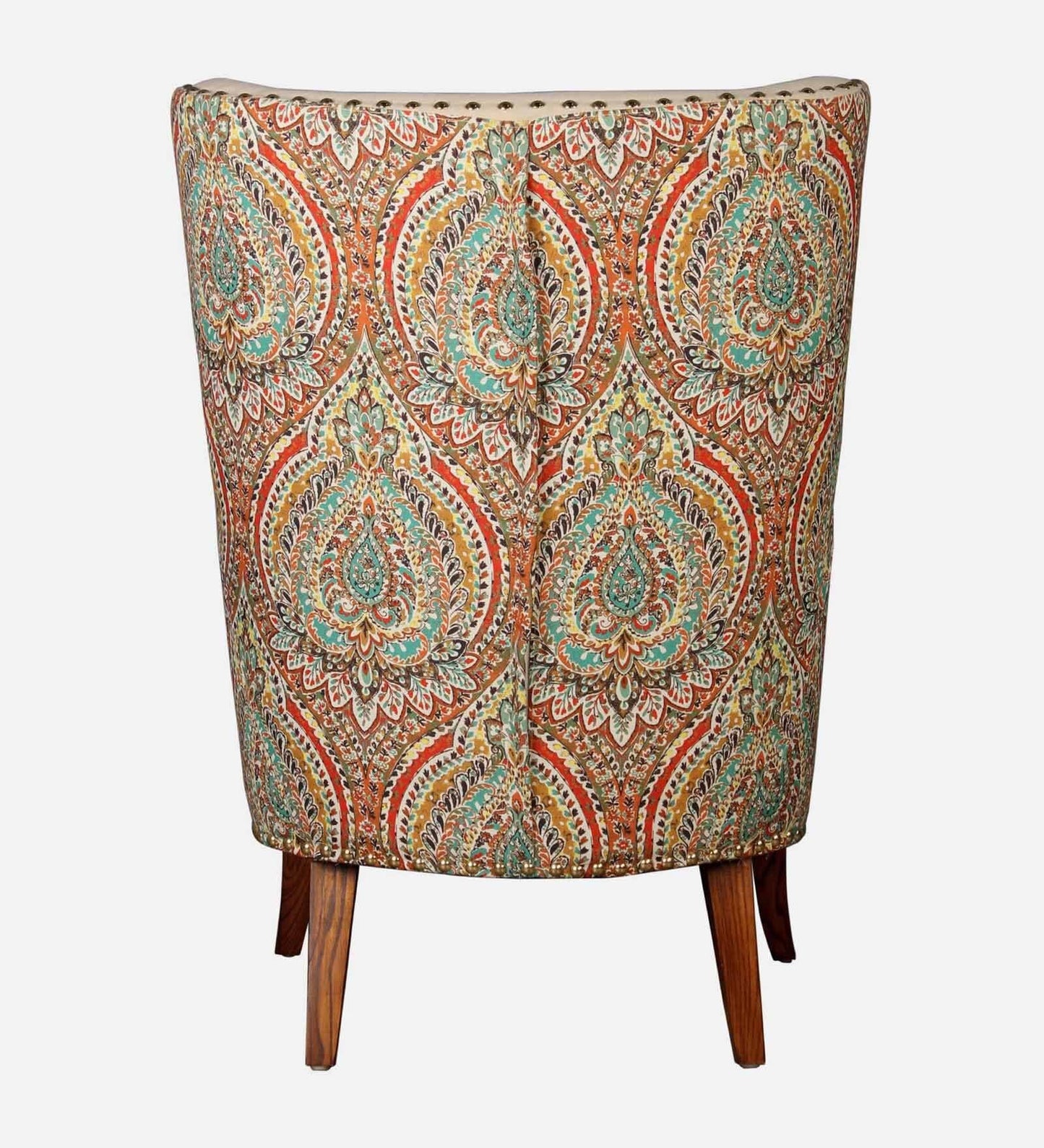 Fabric Wing Chair In Beige Floral Colour,