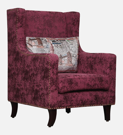 Fabric Wing Chair in Red Colour