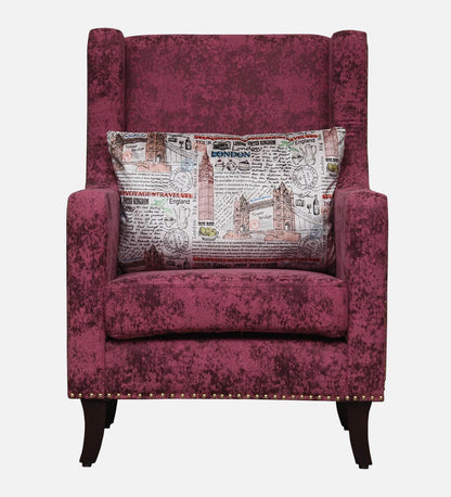 Fabric Wing Chair in Red Colour