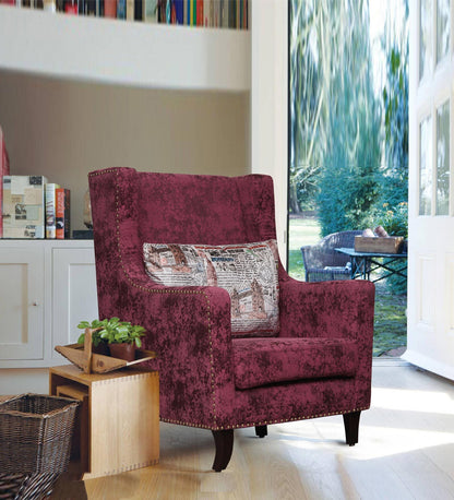 Fabric Wing Chair in Red Colour