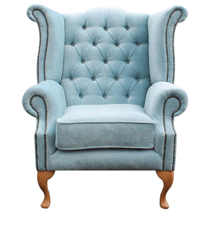 Royal Fabric Wing Chair in Blue Colour