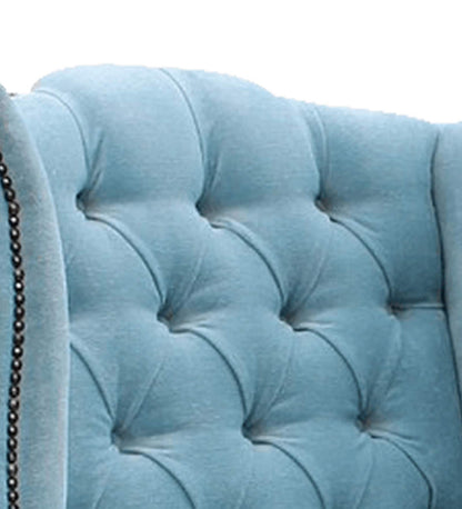 Royal Fabric Wing Chair in Blue Colour