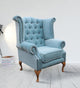Royal Fabric Wing Chair in Blue Colour