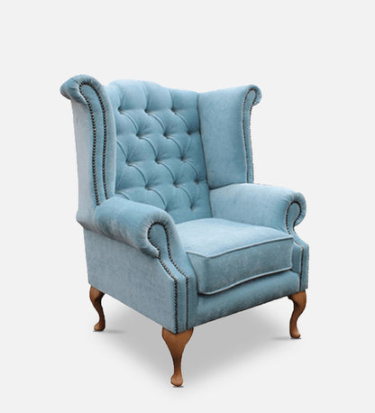 Royal Fabric Wing Chair in Blue Colour