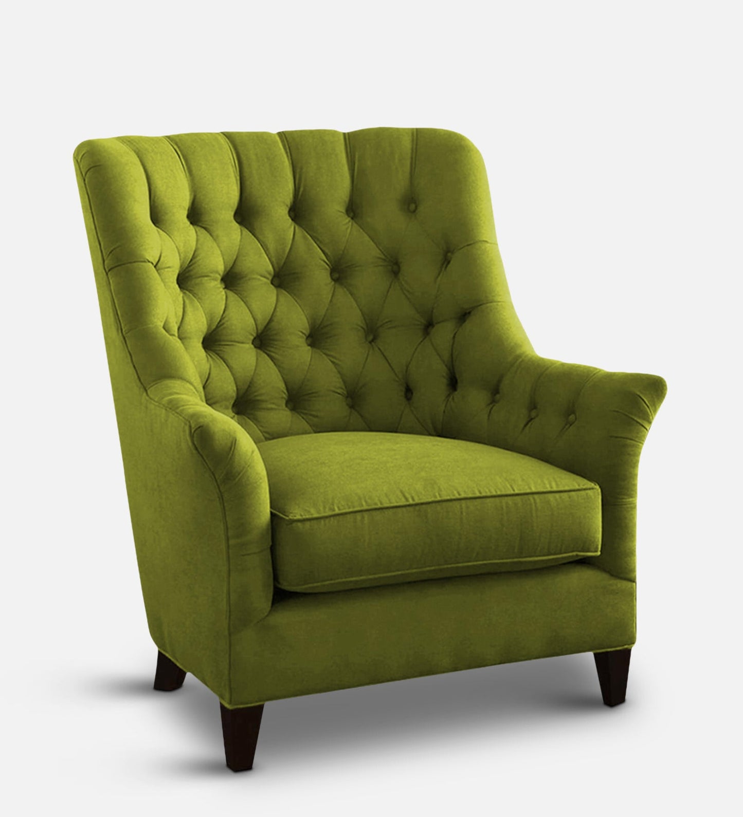 Fabric Lounge Chair in Olive Green Colour