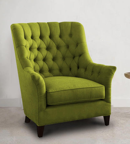 Fabric Lounge Chair in Olive Green Colour