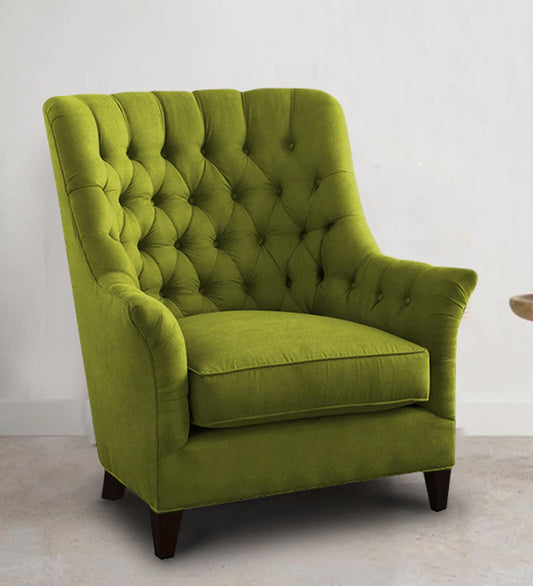 Fabric Lounge Chair in Olive Green Colour