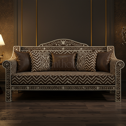 Luxurious Handcrafted Inlay Wooden Sofa | Luxury Handmade Sofa