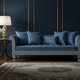 Luxury Blue Inlay Sofa with Greek Key Design | Luxury Handmade Sofa
