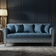 Luxury Blue Inlay Fabric Sofa with Greek Key Design | Luxury Handmade Sofa