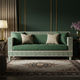 Luxury Inlay Green Velvet Sofa with Geometric Detailing | Luxury Handmade Sofa