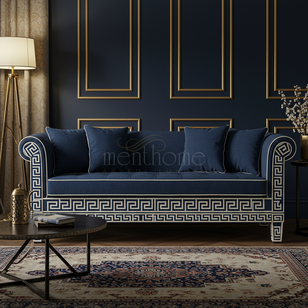 Greek Key Inlay Inlay Greek Key Design Luxury Sofa – Bone Inlay Furniture |… – Menthome USA