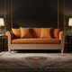 Luxury Inlay Orange Sofa with Greek Key Detailing | Luxury Handmade Sofa