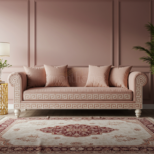 Elegant Inlay Patterned Plush Sofa | Luxury Handmade Sofa