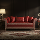 Luxurious Red Inlay Sofa with Greek Key Pattern | Luxury Handmade Sofa
