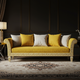 Luxury Inlay Yellow Velvet Sofa with Classical Greek Key Detailing | Luxury Handmade Sofa