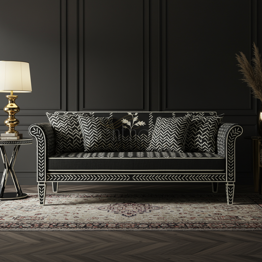 Luxury Black and White Inlay Sofa | Luxury Handmade Sofa