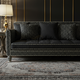 Sophisticated Black Inlay Sofa with Patterned Upholstery | Luxury Handmade Sofa