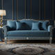 Luxury Blue Inlay Sofa with Floral Detailing | Luxury Handmade Sofa