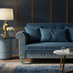 Luxury Blue Inlay Fabric Sofa | Luxury Handmade Sofa