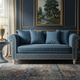 Luxurious Blue Inlay Sofa with Artistic Detailing | Luxury Handmade Sofa