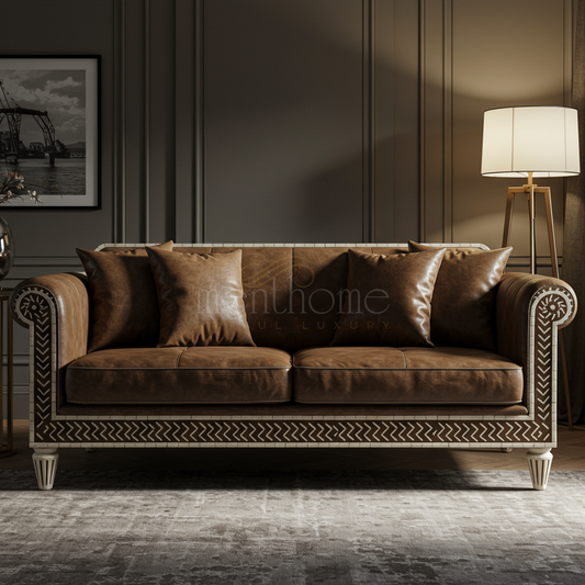 Luxury Inlay Leather Sofa | Luxury Handmade Sofa