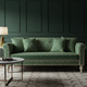 Elegant Green Inlay Sofa with Chevron Pattern | Luxury Handmade Sofa